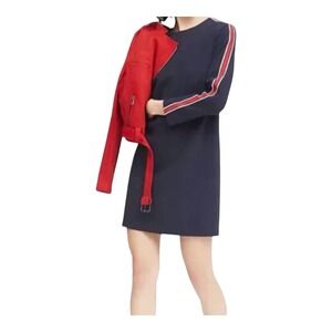 Banana Republic Side Stripe Shift Dress‎ Navy Blue Long Sleeve Women Size 6